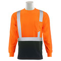 Erb Safety T-Shirt, Birdseye Mesh, Lng Slv, Class 2, 9007SB, Hi-Viz Orng/Blk, 5XL 62546